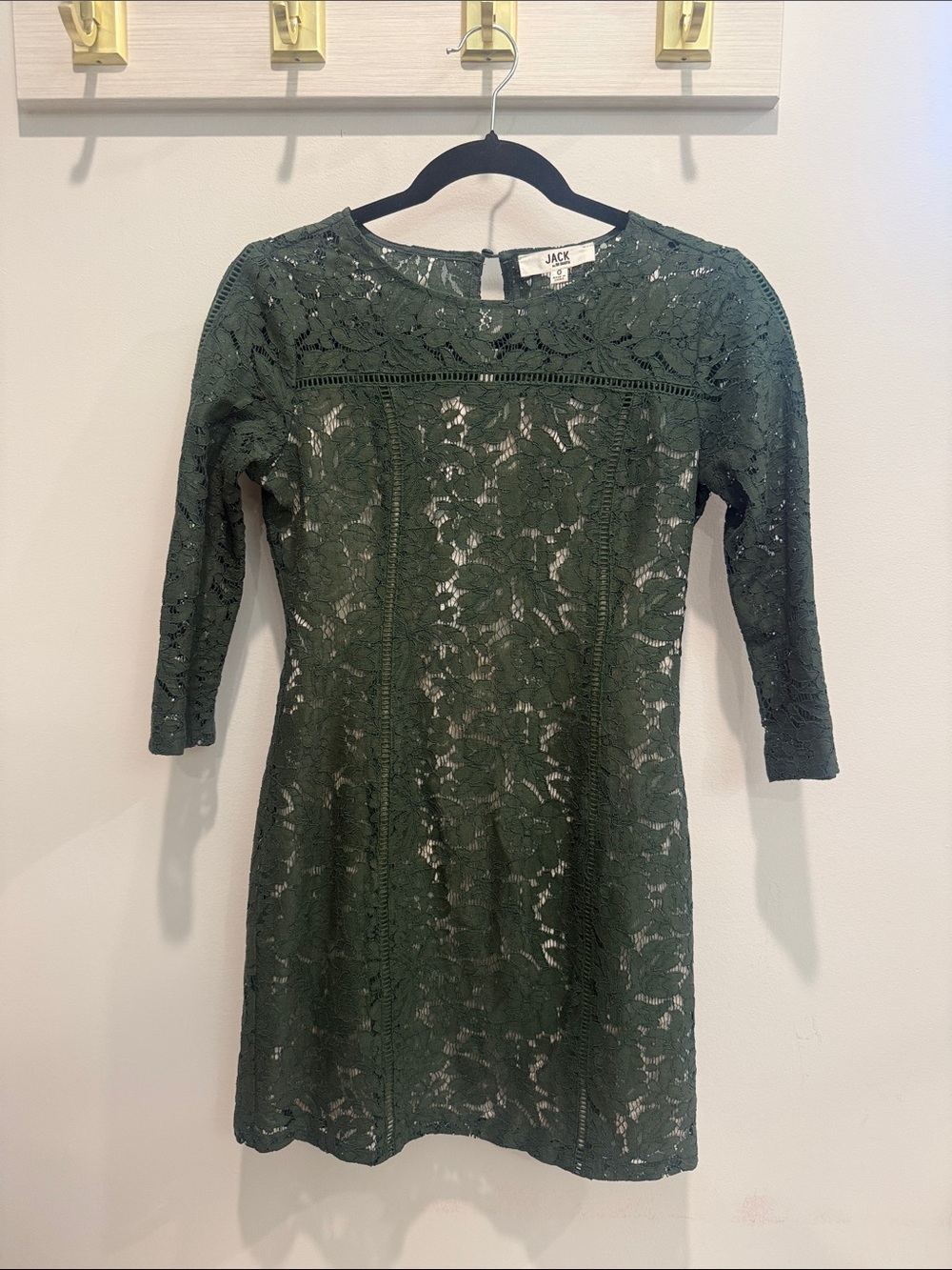 Jack by BB Dakota Dark Green Lace Long Sleeve Dress